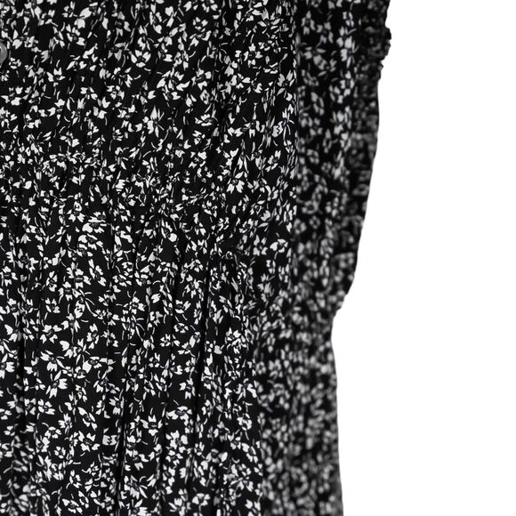 Free People Women's Dress Black White Floral Pockets Drawstring Oversized Size M - Picture 10 of 10